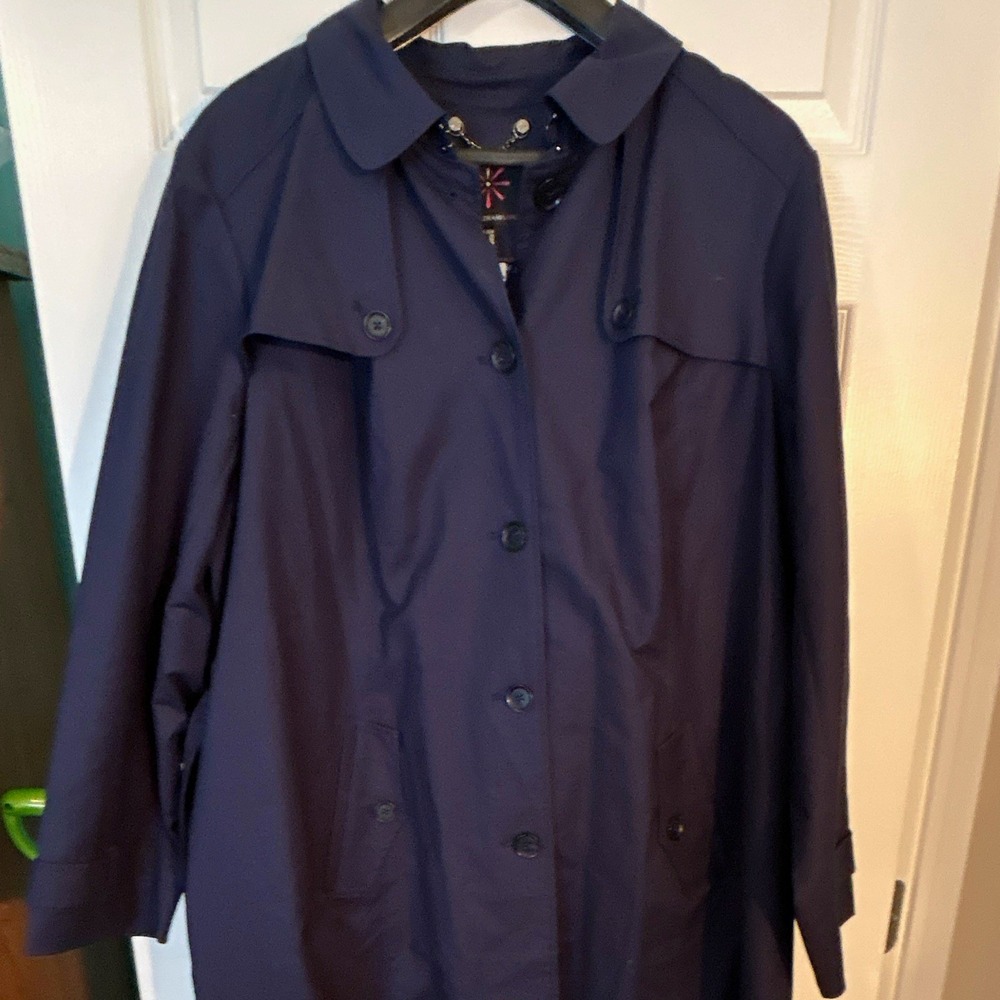 Isaac Mizrahi Live! Women's 22W Navy Trench Coat Button Belted Lined